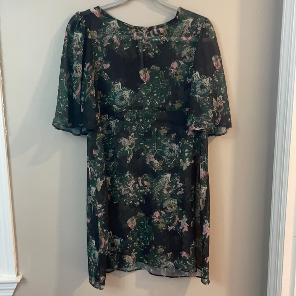 Zara Sheer Botanical Floral Mini Dress